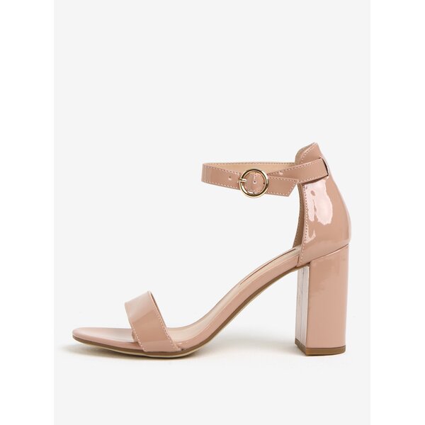 Sandale lacuite roz pal cu toc inalt si stabil - Dorothy Perkins