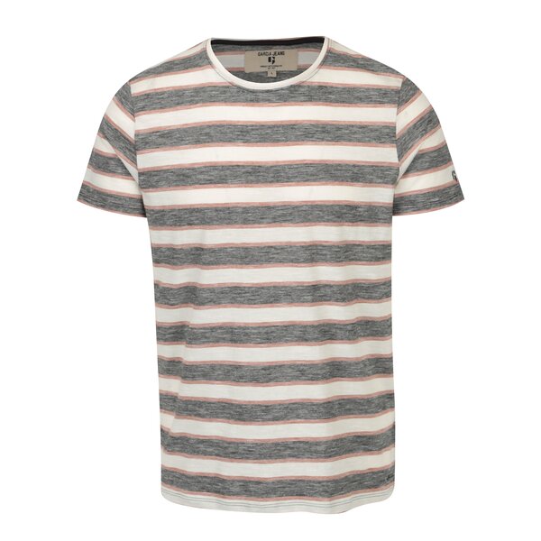 Tricou negru&crem in dungi pentru barbati - Garcia Jeans Heren