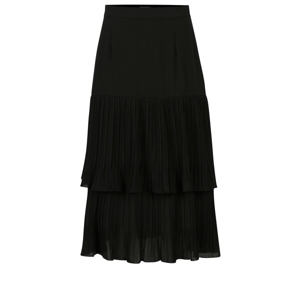 Fusta midi neagra cu pliuri Yesre