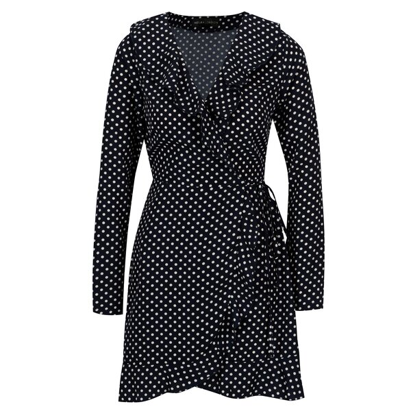 Rochie petrecuta bleumarin cu print buline - Mela London