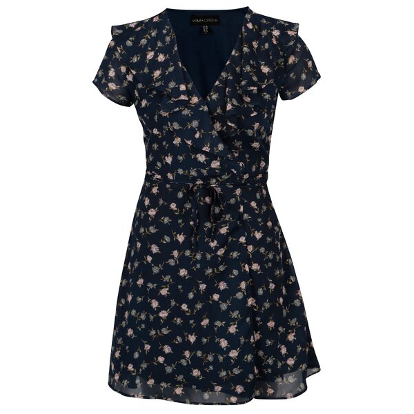 Rochie petrecuta bleaumarin cu print floral - Mela London