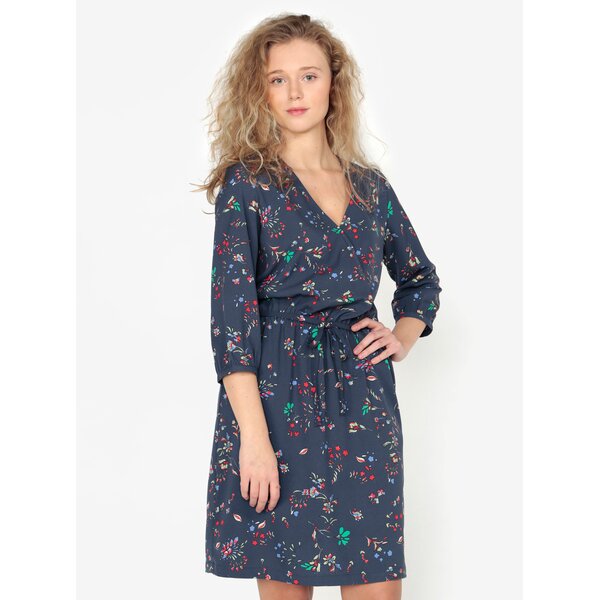 Rochie bleumarin cu print floral si maneci 3/4 - s.Oliver