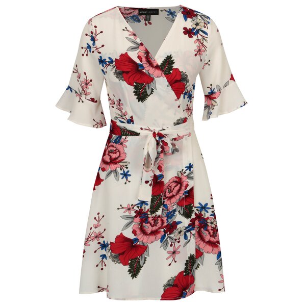 Rochie alba petrecuta cu print floral - Mela London