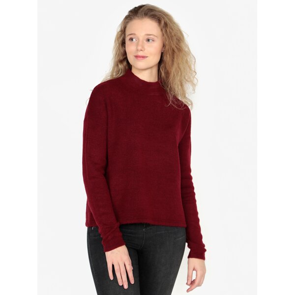 Pulover oversized bordo cu guler pentru femei - QS by s.Oliver