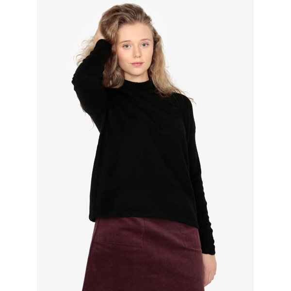 Pulover oversized negru cu guler pentru femei - QS by s.Oliver