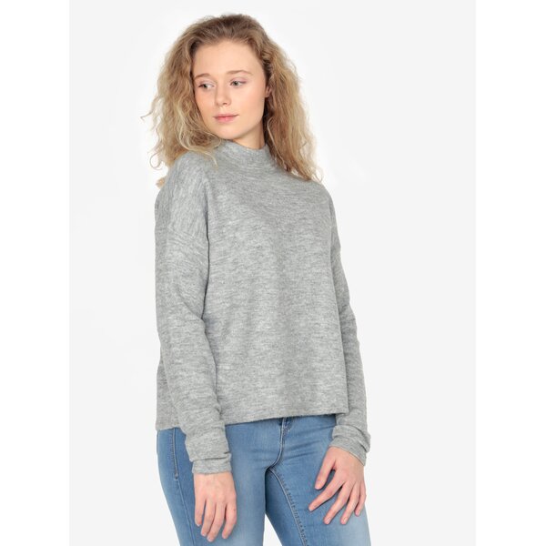 Pulover oversized gri melanj cu guler pentru femei - QS by s.Oliver