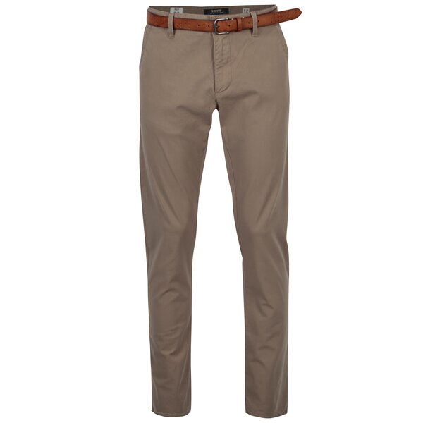 Pantaloni bej chino slim fit cu curea pentru barbati - s.Oliver