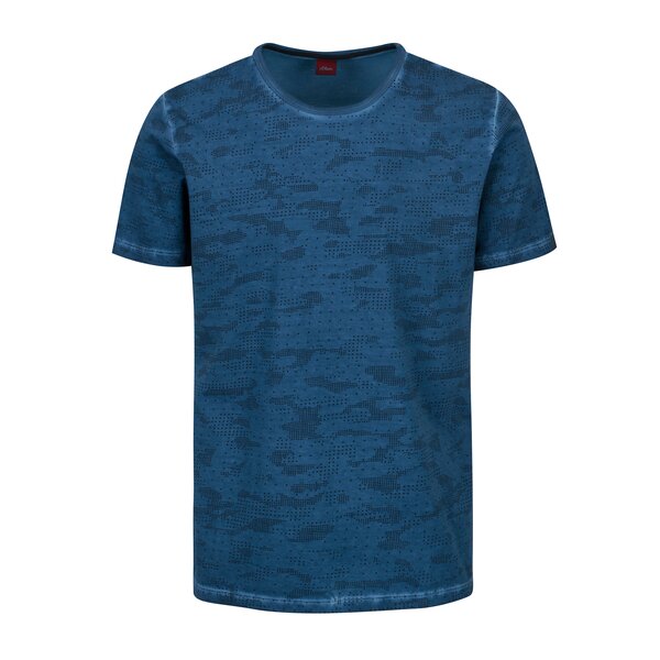 Tricou bleumarin slim fit cu print geometric pentru barbati - s.Oliver