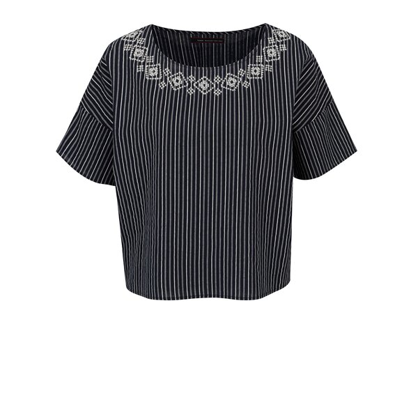 Bluza bleumarin in dungi cu broderie Yerse