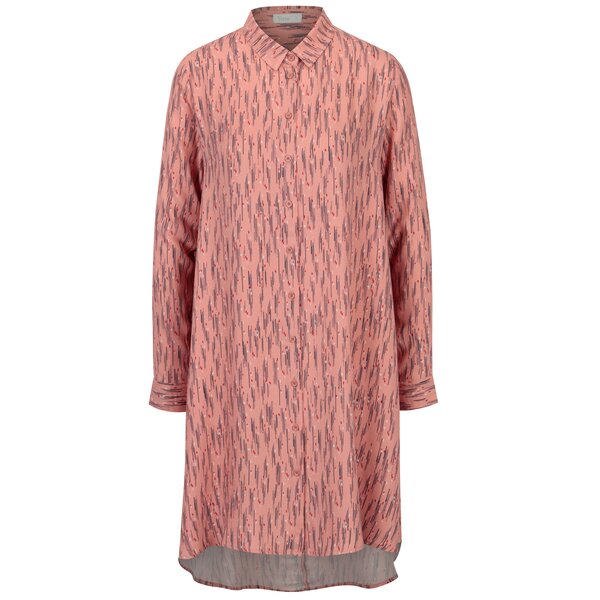 Rochie-camasa corai cu print geometric Yesre