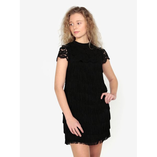 Rochie neagra cu dantela si franjuri Oasis Fringe