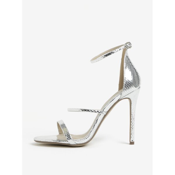 Sandale argintii glossy cu toc inalt - MISSGUIDED