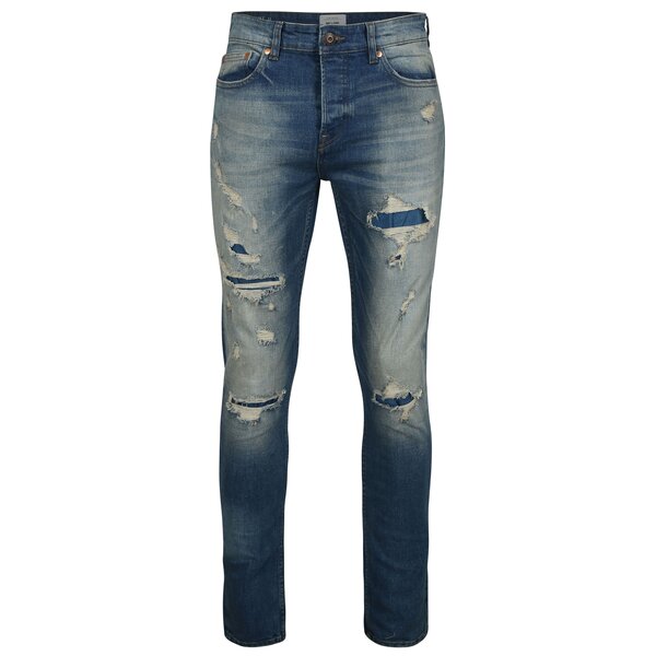 Blugi slim fit albastri cu aspect uzat - ONLY & SONS Loom