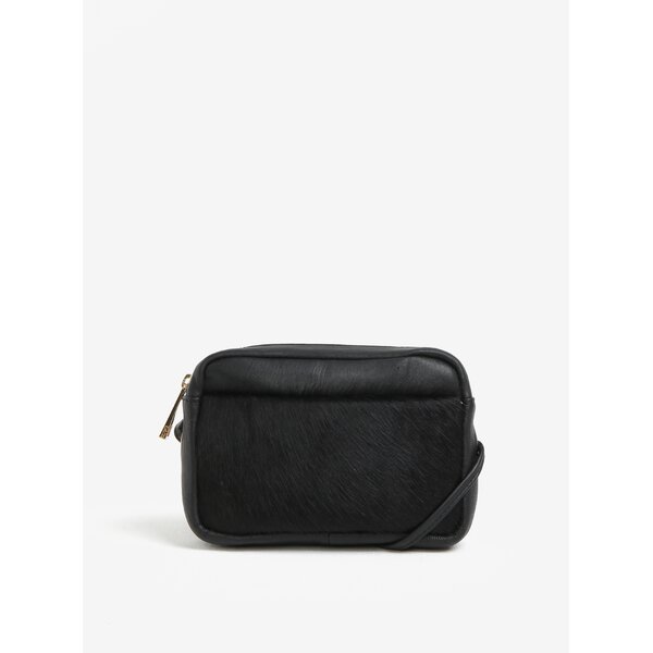 Geanta crossbody neagra din piele cu blana artificiala Oasis Camera