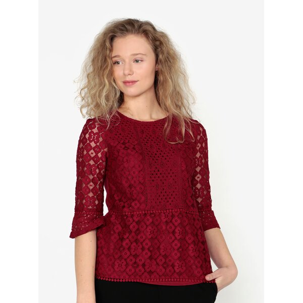 Bluza bordo din dantela cu maneci 3/4 Oasis Kick