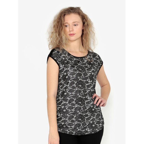 Top negru cu model floral metalic Oasis Nottingham