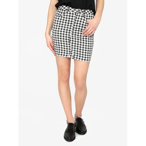Fusta scurta negru & crem cu model carouri - MISSGUIDED