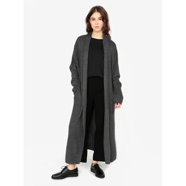Cardigan gri lung cu model tricotat - MISSGUIDED
