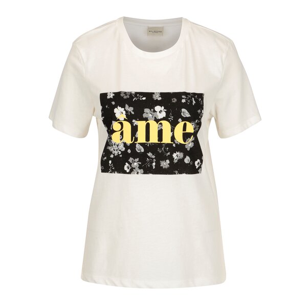 Tricou crem cu print - Selected Femme Marny