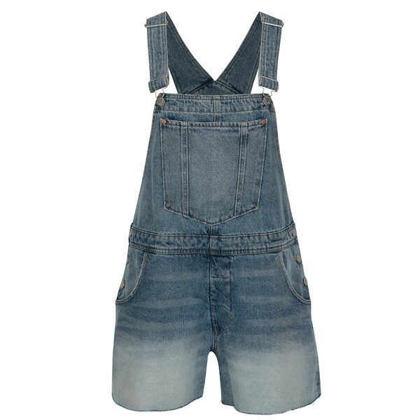 Salopeta scurta albastra din denim cu aspect prespalat - Cheap Monday