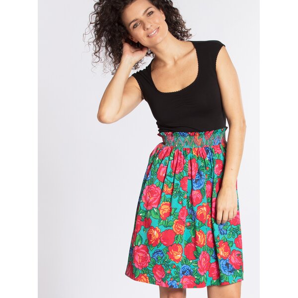 Fusta cu talie elastica si print floral Blutsgeschwister