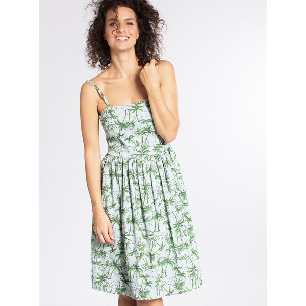 Rochie cu bretele si print palmieri Blutsgeschwister