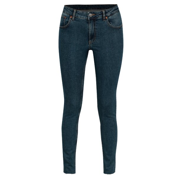 Blugi skinny cropped albastri cu talie clasica pentru femei - Cheap Monday