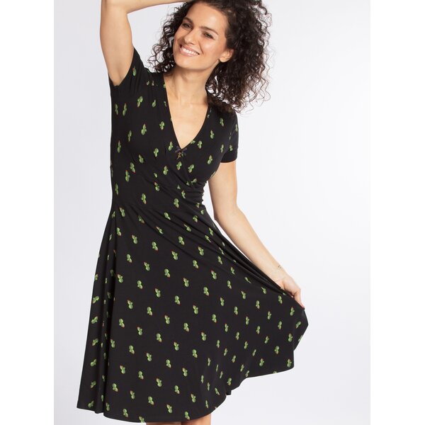 Rochie cu print cactusi si decolteu suprapus Blutsgeschwister