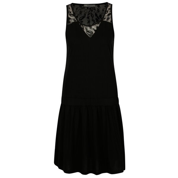 Rochie scurta neagra cu insertii de dantela Cars Louisia