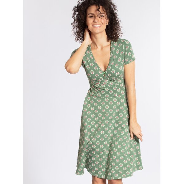 Rochie cu print ananas si decolteu suprapus Blutsgeschwister