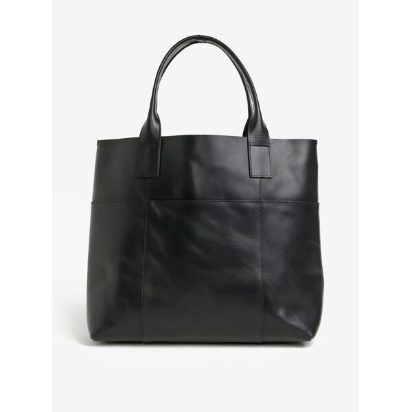 Geanta shopper neagra din piele naturala - Pieces Irene