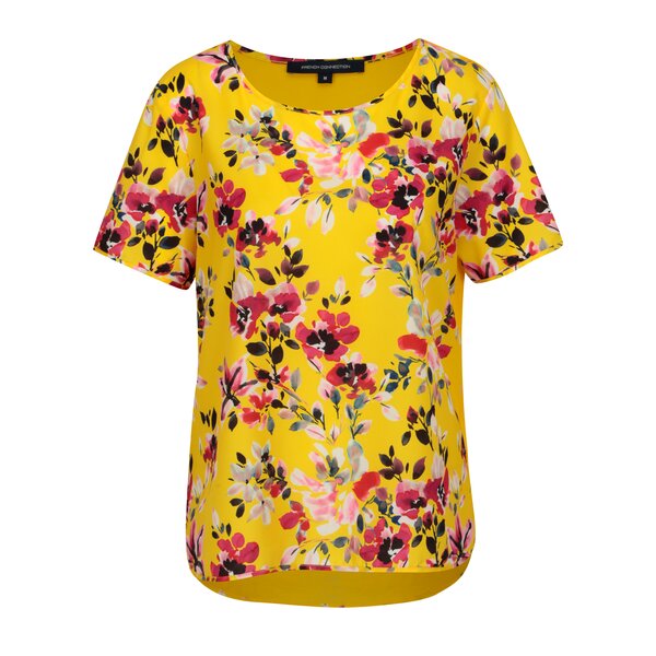Bluza asimetrica galbena cu print floral French Connection Linosa