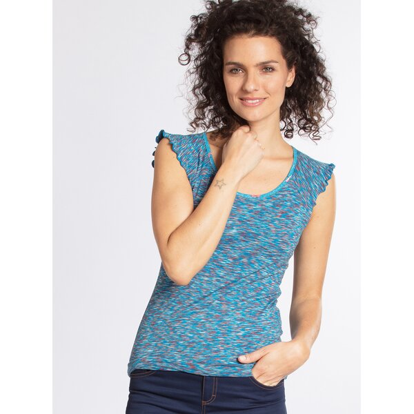 Tricou albastru melanj cu volane Blutsgeschwister