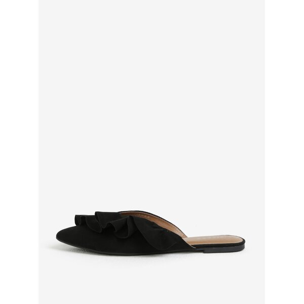 Pantofi mules negri cu volane Pieces Donelle