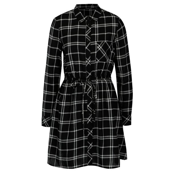 Rochie camasa neagra cu carouri si buzunar - TALLY WEiJL
