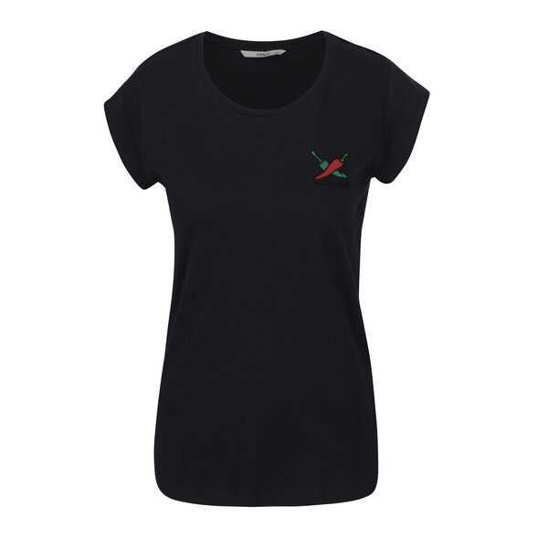 Tricou bleumarin cu model brodat - ONLY Hollie