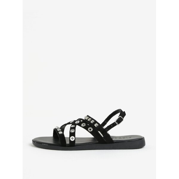 Sandale negre cu tinte din piele intoarsa Pieces Nantale