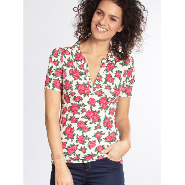 Tricou polo cu print trandafiri Blutsgeschwister