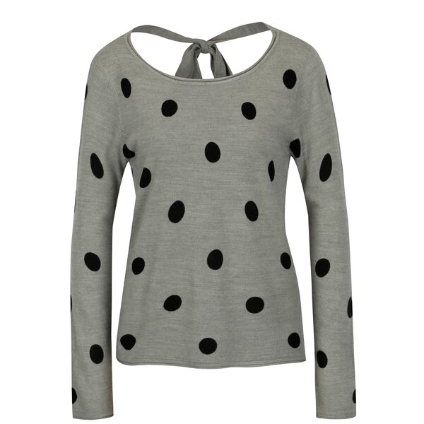 Pulover gri cu buline si funda la spate - Jacqueline de Yong Alice