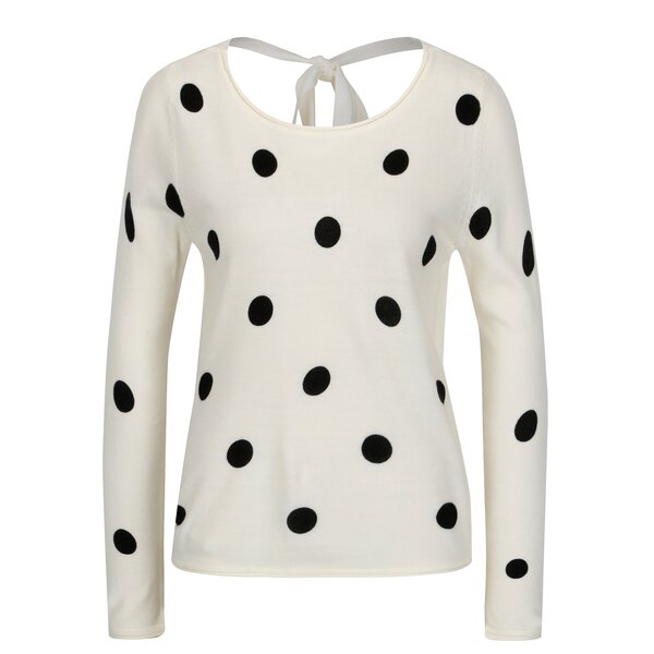 Pulover crem cu buline si funda la spate - Jacqueline de Yong Alice