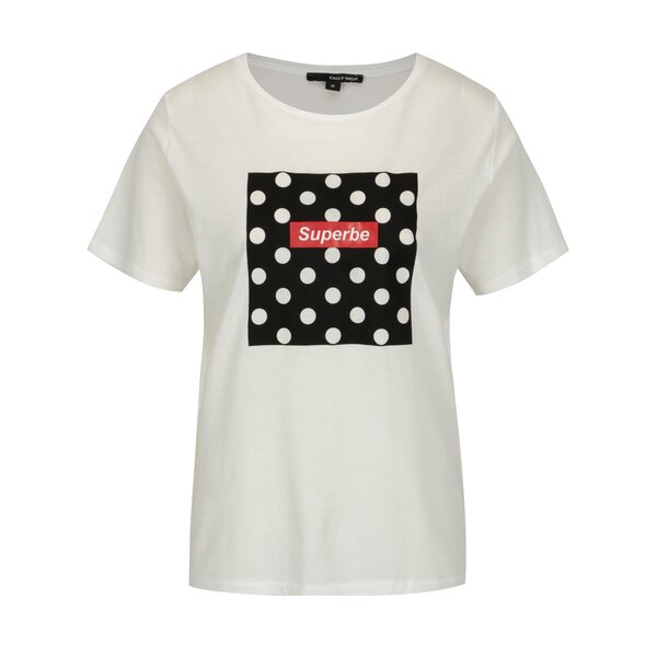 Tricou crem cu print si mesaj - TALLY WEiJL