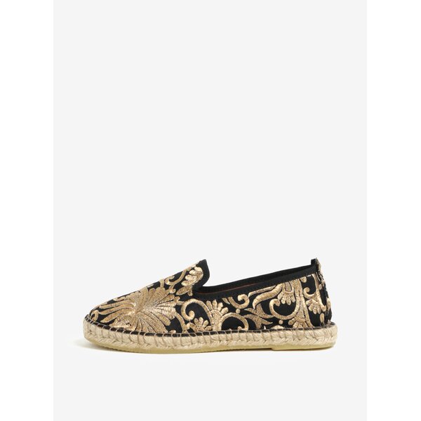 Espadrile negre cu broderie florala - Pieces Marla