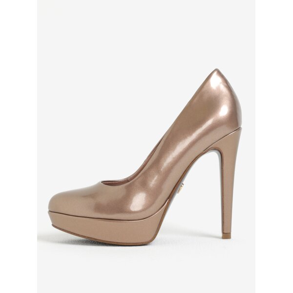 Pantofi cu toc si platforma bronz Tamaris