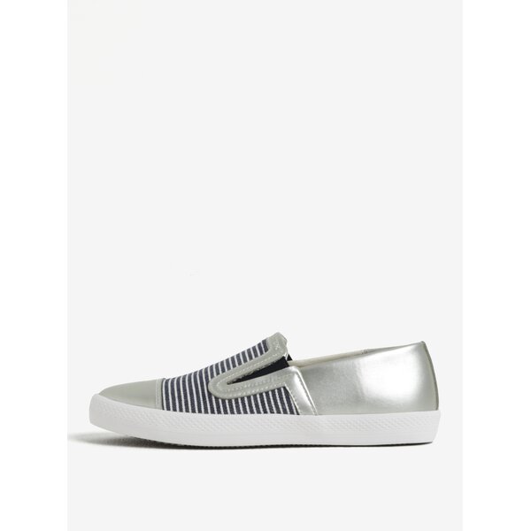 Pantofi slip-on argintii in dungi pentru femei Geox Giyo