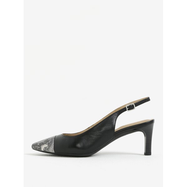 Pantofi slingback negri cu model sarpe din piele Geox Bibbiana