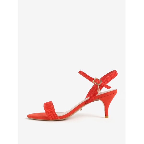 Sandale rosii din piele cu model sarpe Dune London Monnrow