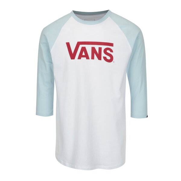 Bluza cu maneci 3/4 alb cu bleu VANS Classic