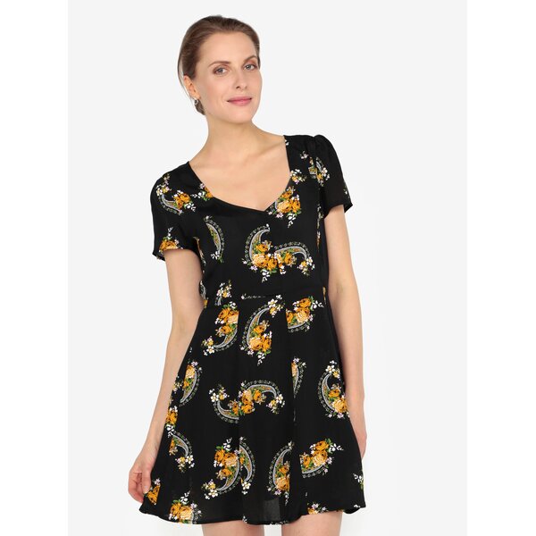 Rochie neagra cu decolteu sweetheart si print paisley -Miss Selfridge