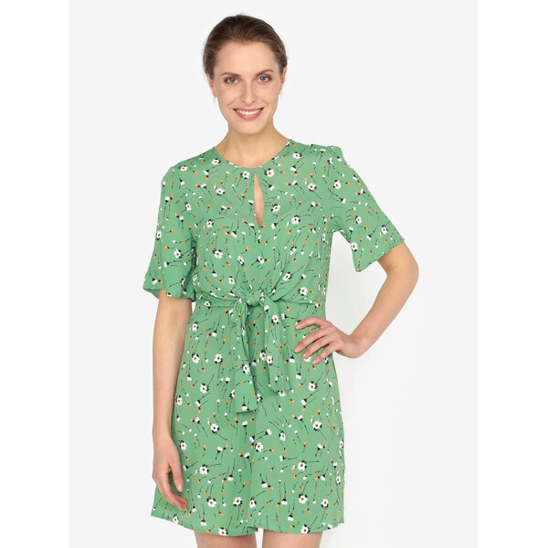 Rochie verde deschis cu print floral si cordon in talie- Miss Selfridge
