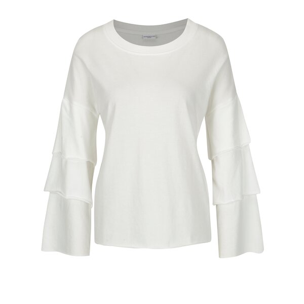 Bluza alba cu volane suprapuse la maneci Jacqueline de Yong Beva